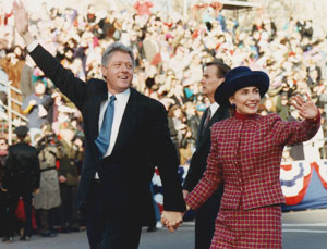 Walking along the Inaugural parade route, January 20, 1993.